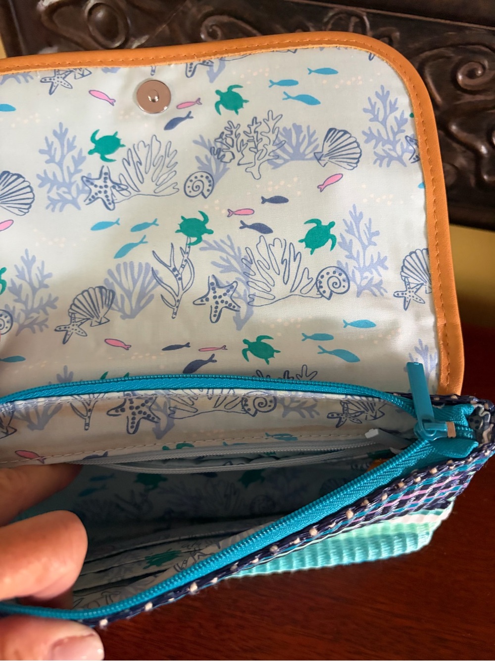 Vera Bradley Turquoise Striped Wristlet Clutch - Picture 3 of 5